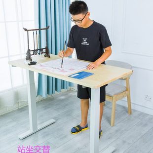 启健纯实木写字家用书桌高中初中学生青少年专用可升降学习桌