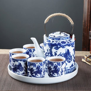 陶瓷茶壶大号提梁壶家用提灌壶凉水壶饭店餐厅泡茶壶单壶耐热茶具