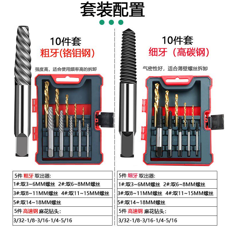 断头螺丝取出器取短头螺丝退丝工具取丝器反丝滑丝滑牙断丝取出器