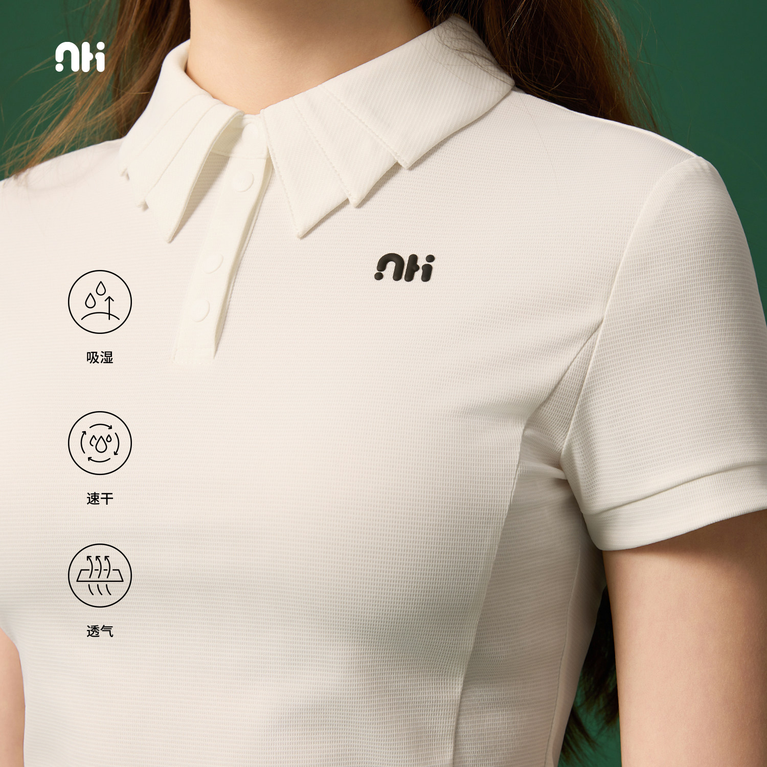 NINGHOWWEAR高尔夫新品气质贝壳翻领短袖polo衫女士透气修身显瘦