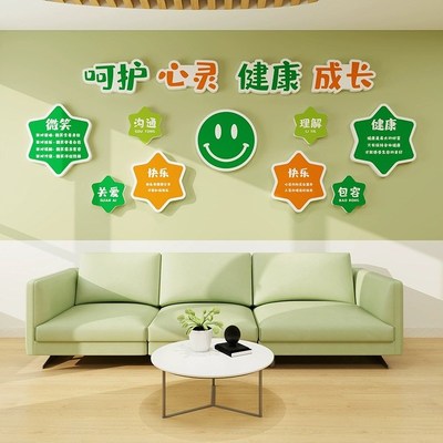 心理咨询室文化墙装饰心灵驿站布置墙壁贴学校心理辅导室挂画贴画