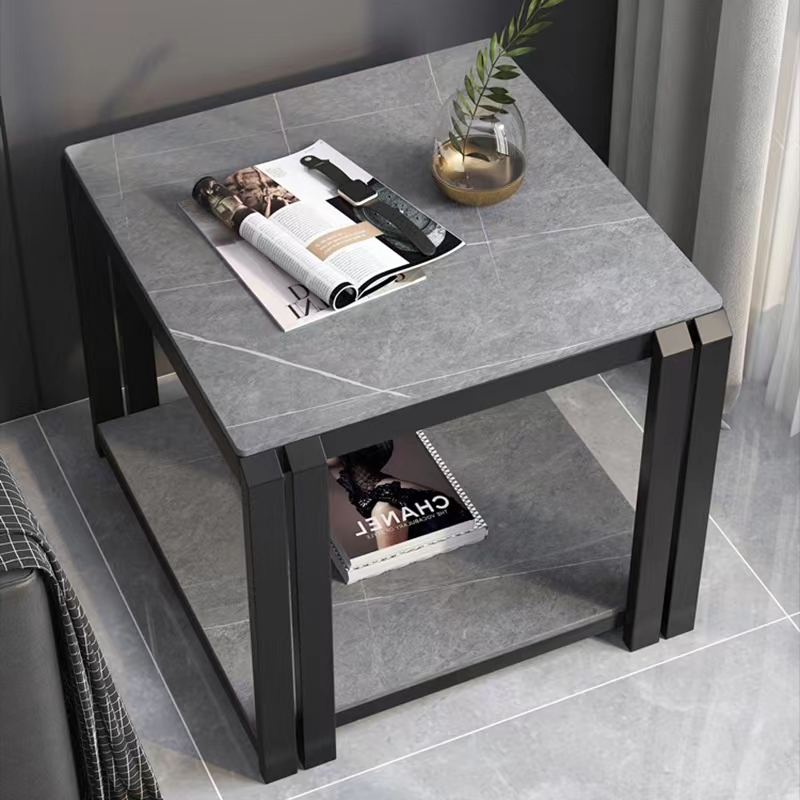岩板方形边几客厅小桌子茶几简约家用酒店摆件边桌小方桌铁艺角几