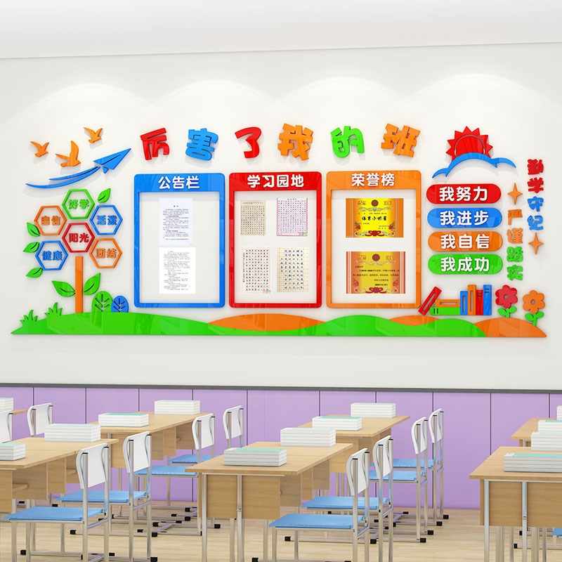 学习园地文化墙教室布置黑板报主题墙面装饰班级作品栏展示栏边框