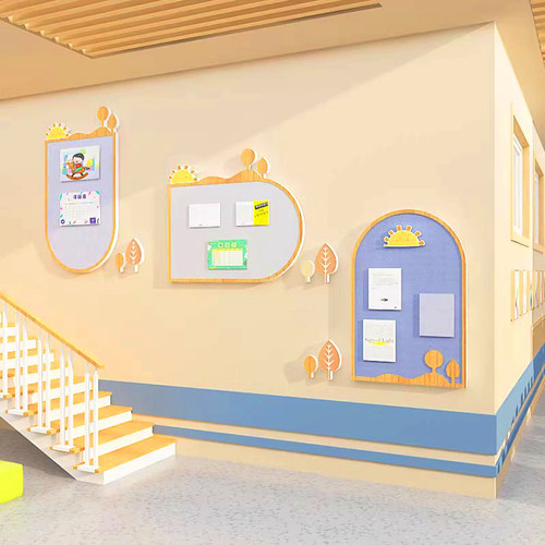 幼儿园环创毛毡板照片墙贴定制学校楼梯文化墙面装饰学生作品展示