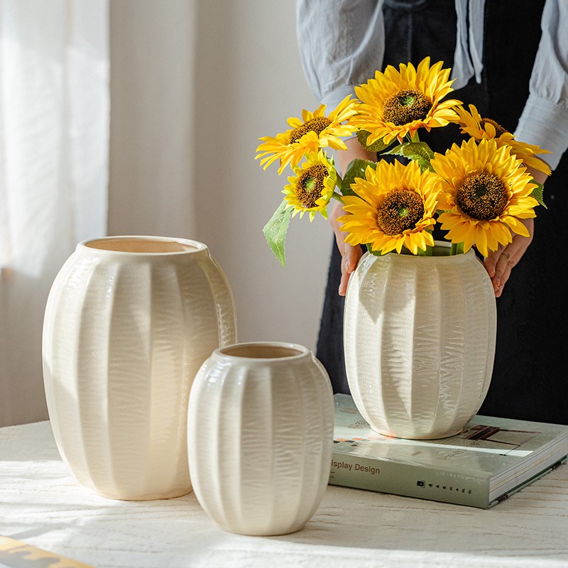 高级感冰裂d纹陶瓷花瓶客厅插花水养玫瑰鲜花客厅民宿简约轻奢摆