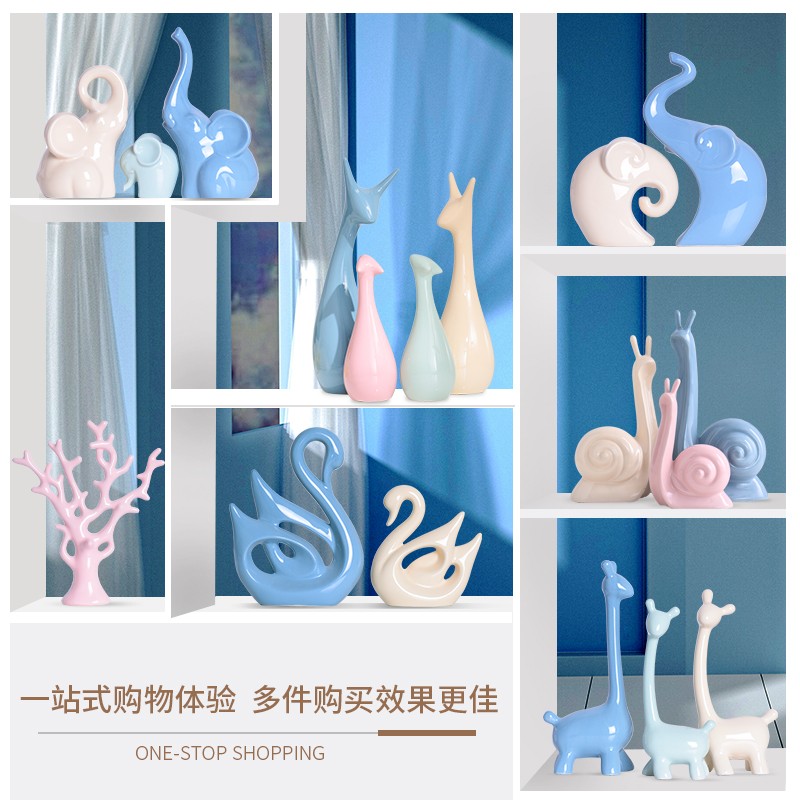 现代风简a约陶瓷小摆件家居客厅酒柜桌面软装饰品创意卧室摆件礼