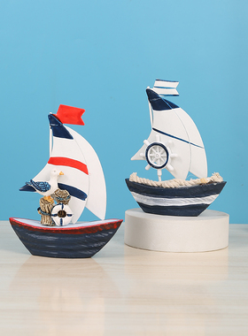 地中海木质帆船一帆风顺模型装饰品摆件家居客厅玄关Y酒柜书架摆