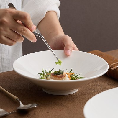 斗笠碗拉面喇叭日式商用意境菜餐具陶H瓷大号大口宽口浅底冷面斗