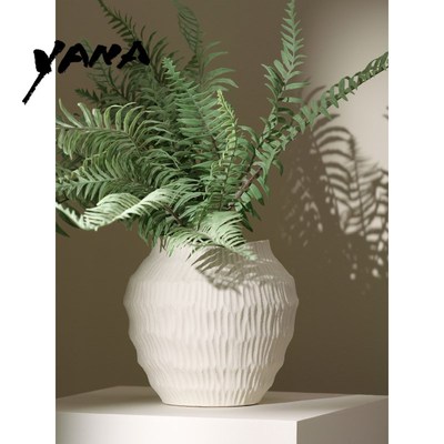 YANA亚纳艺术美学高级感u白色陶瓷水养花瓶大口径客厅插花简约摆