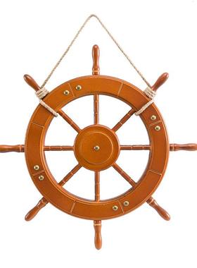 地中海复古创意实木船舵方向盘酒吧家居装饰摆件挂饰工艺品领航舵