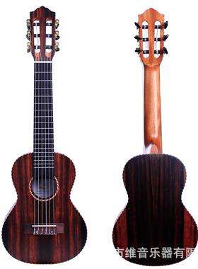 28寸吉他丽丽guitalele全黑檀木吉他尤克里里吉他六弦尼龙