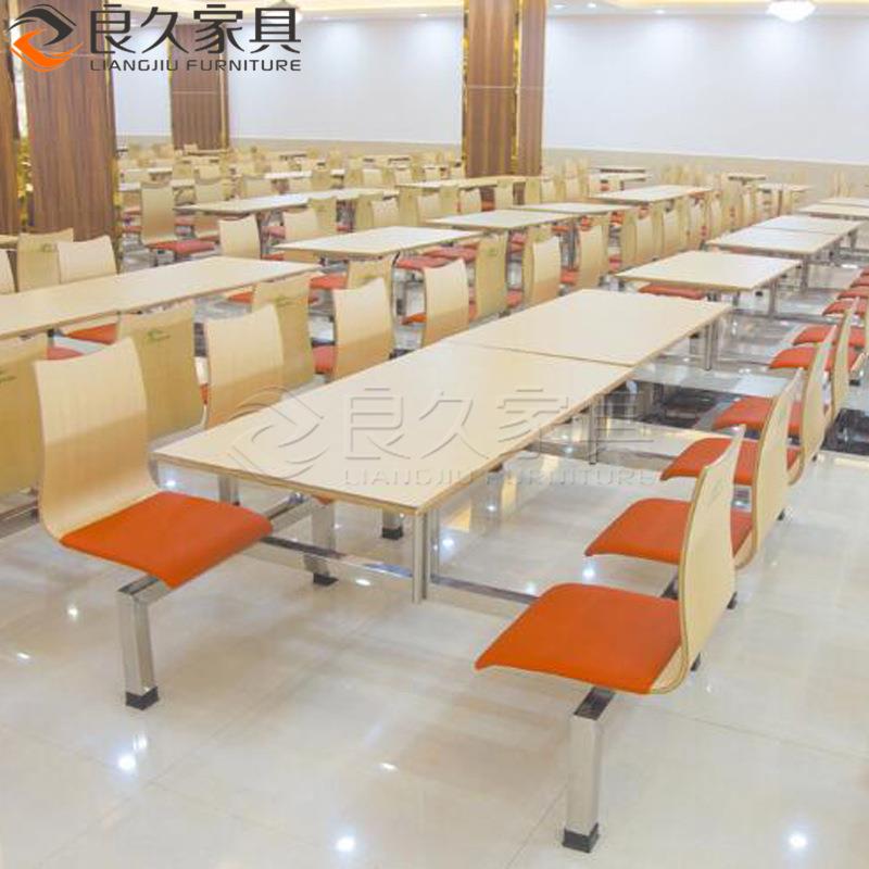 简约食堂连体餐桌椅单位员工餐厅学校饭堂餐桌椅快餐店工厂餐桌椅