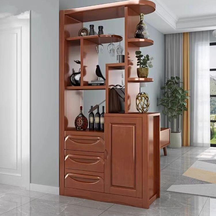 新中式酒柜小户型屏风实木间厅柜进门玄关柜客厅隔断柜双面门厅柜