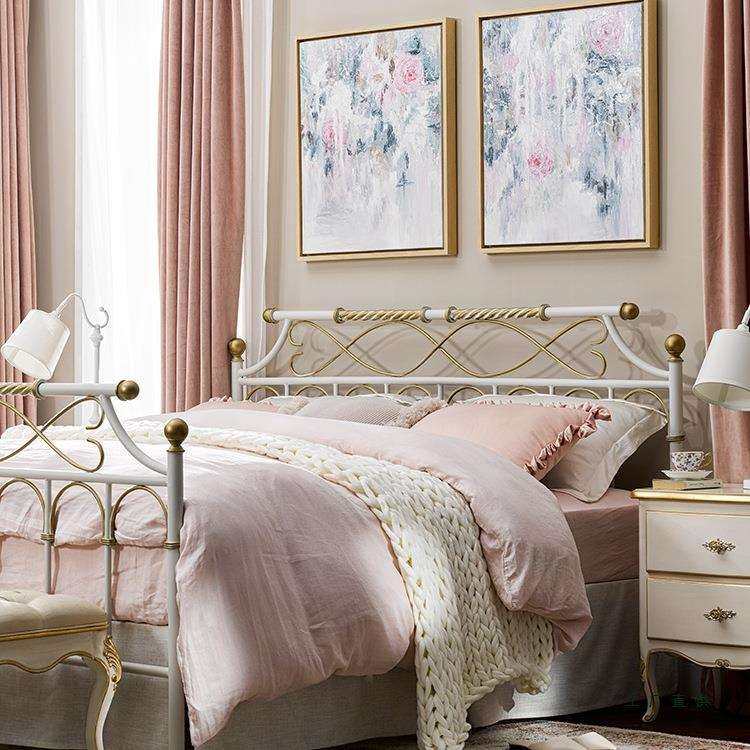 铁艺双人床美式乡村铁床北欧环保无甲醛铁床1.8米1.5米