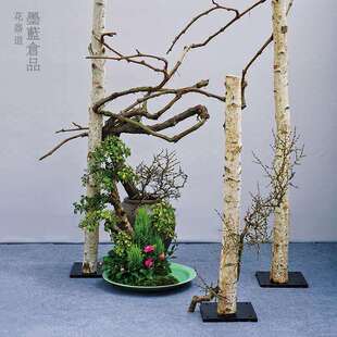 插花铁板大型插花架构铁艺固定竹子草月流西式花艺花展展会工具