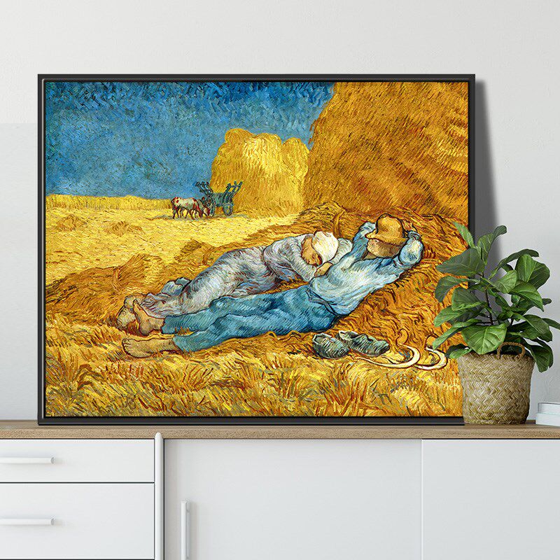 午睡 梵高油画布印刷喷绘风景画客厅卧室沙发背景装饰画田园挂画