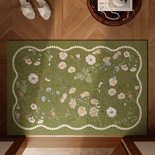 入户门地垫绿色高级感进门门口玄关脚踏垫耐脏防滑可裁剪丝圈垫子