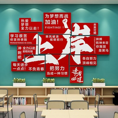 上岸班级文化墙贴励志标语培训辅导机构教室装饰初中高三激励布置
