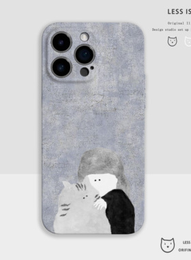 拥抱猫猫硅胶手机壳iphone17手机壳苹果16promax情侣保护套15卡通14新款可爱13搞怪12软适用华为p70任意机型