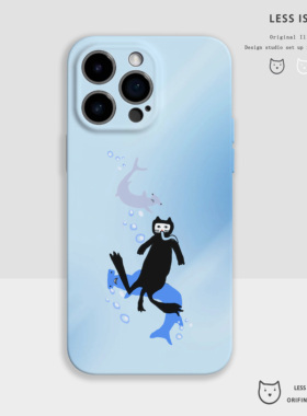潜水猫猫菲林手机壳iphone17手机壳苹果16promax情侣保护套15卡通14新款可爱13搞怪12软适用华为p70任意机型
