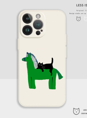 绿马猫猫硅胶手机壳iphone17手机壳苹果16promax情侣保护套15卡通14新款可爱13搞怪12软适用华为p70任意机型