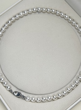 浮颜倪妮同款天然澳母贝珍珠项链女豌豆扣正品轻奢小众锁骨链颈链