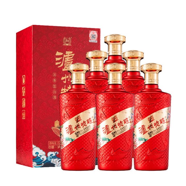 泸州老窖股份泸州特酿锦藏52度礼盒装500ML*6瓶整箱喜宴用酒