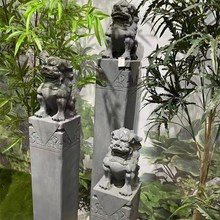 青石拴马桩石雕仿古做旧石狮子貔貅四神兽拴马柱麒麟拴马石摆件