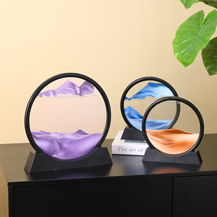 创意沙漏摆件轻奢流沙解压画电视酒柜客厅装 饰品办公桌面乔迁礼品