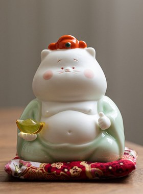 新中式创意陶瓷工艺品趣味摆件家居客厅高档办公桌装饰品生日礼品