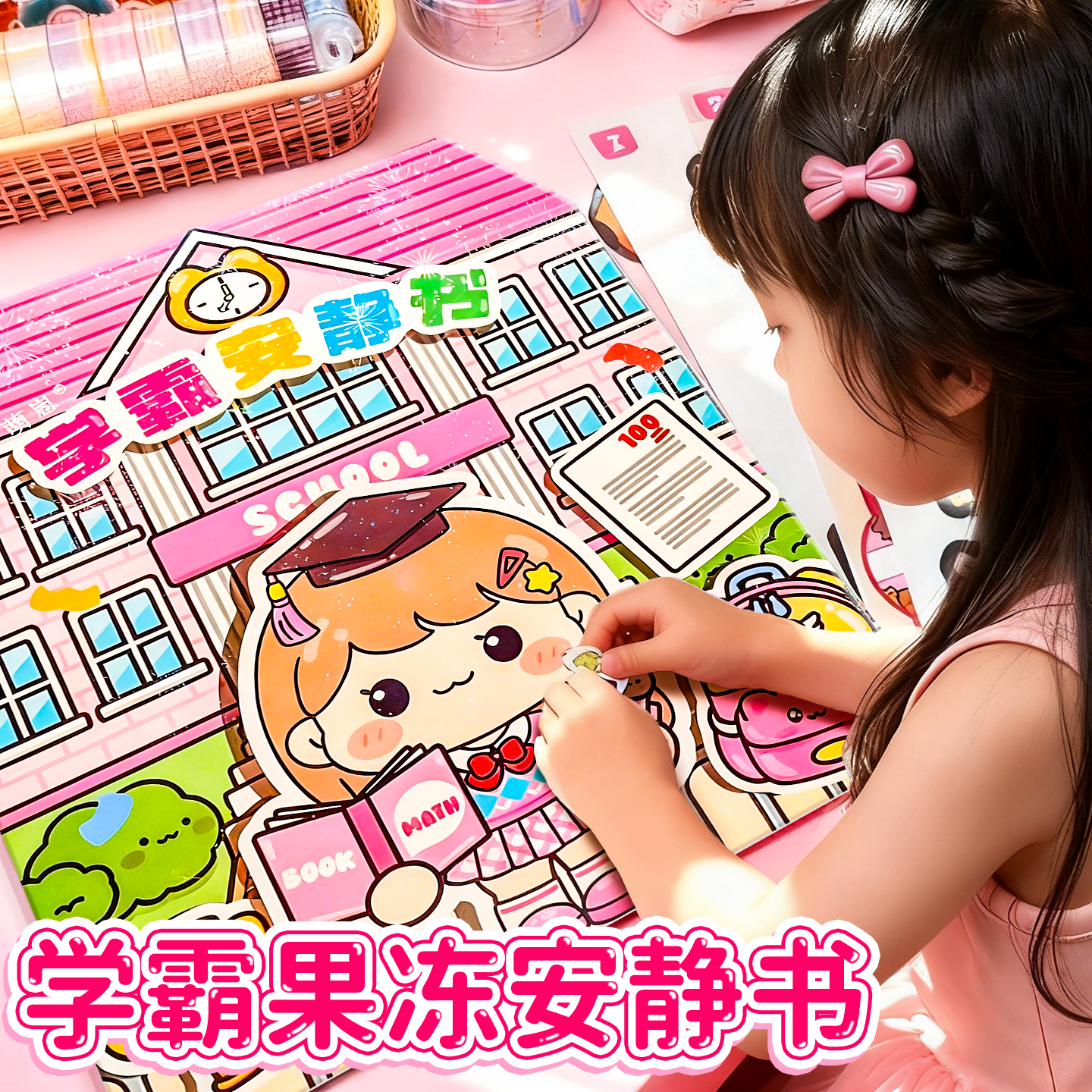 学霸安静书学渣免裁剪校园可爱贴纸书解压玩具豆豆本女孩假期礼物