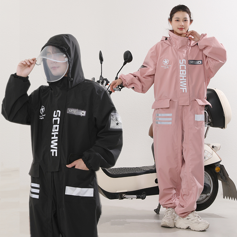 踏板弯梁电动机车机车专用雨衣连身款骑行服一体式全身雨披薄款