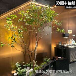 仿真马醉木客厅绿植造景落地大型树仿生假树吊钟楼梯下景观造型树