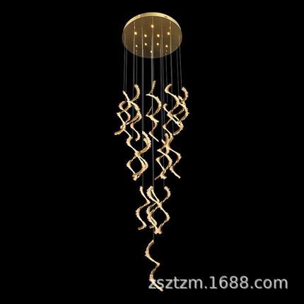 后现代吊灯具设计师别墅loft公寓跃层中空不锈钢复式楼梯挑高吊灯