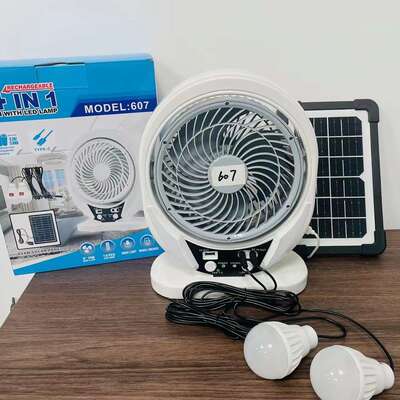 8寸多功能充电太阳能风扇带灯炮 Solar Charger Fan With Bulbs
