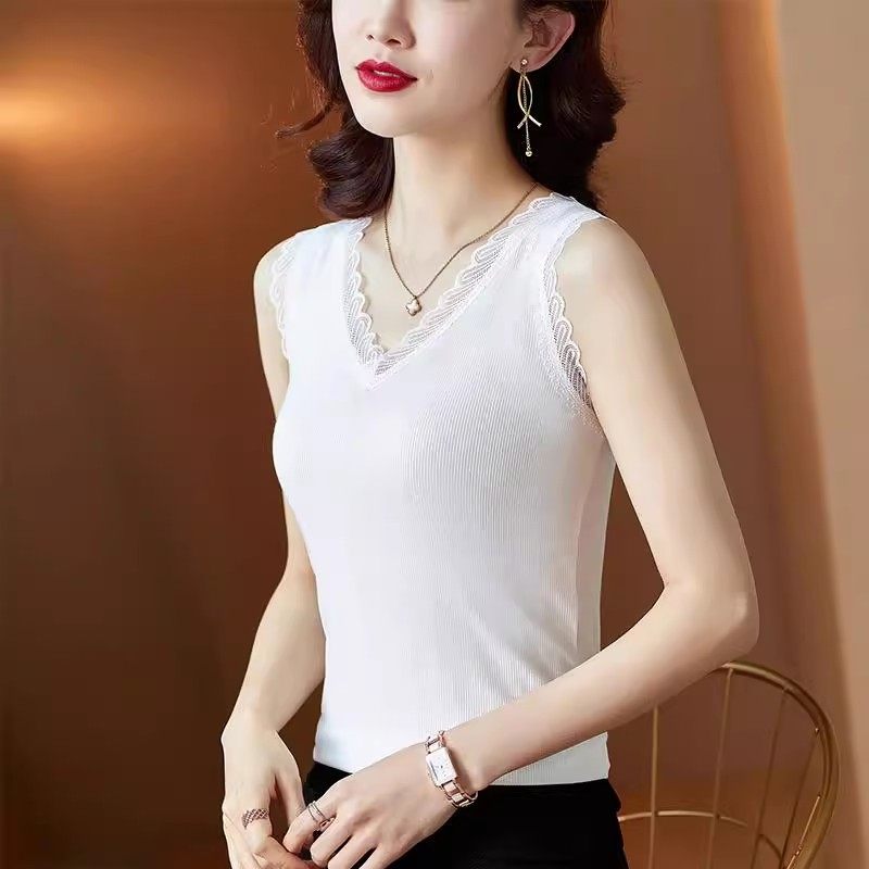 弹力莫代尔吊带背心内搭法式上衣外穿V领无袖2025夏季女士打底衫