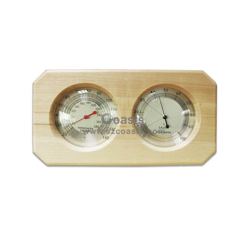 芬兰木制作双表温湿度器白杨木温湿度计桑拿干蒸房用