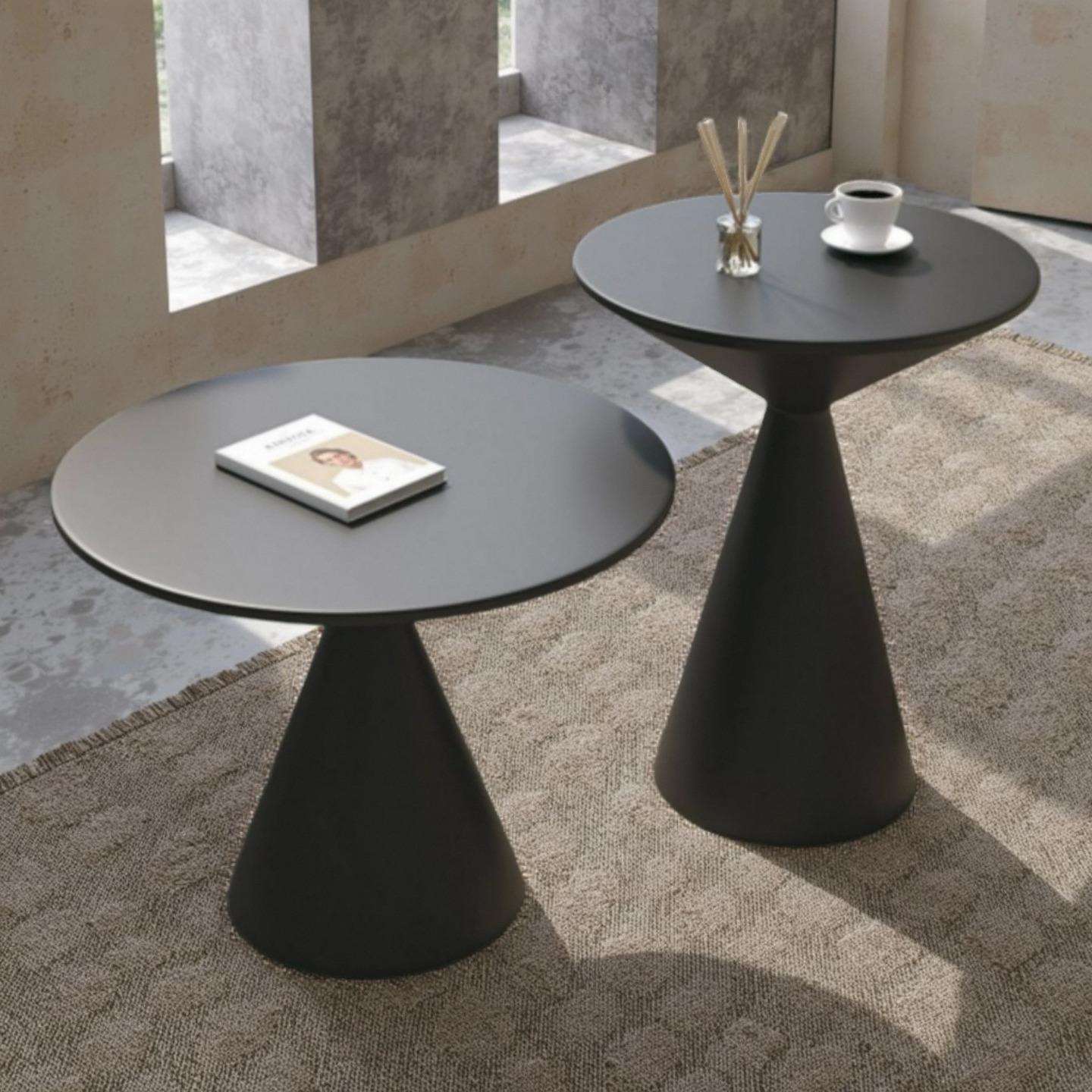 工厂奶油风铁艺茶几客厅小户型组合茶几简约圆形茶桌沙发边几