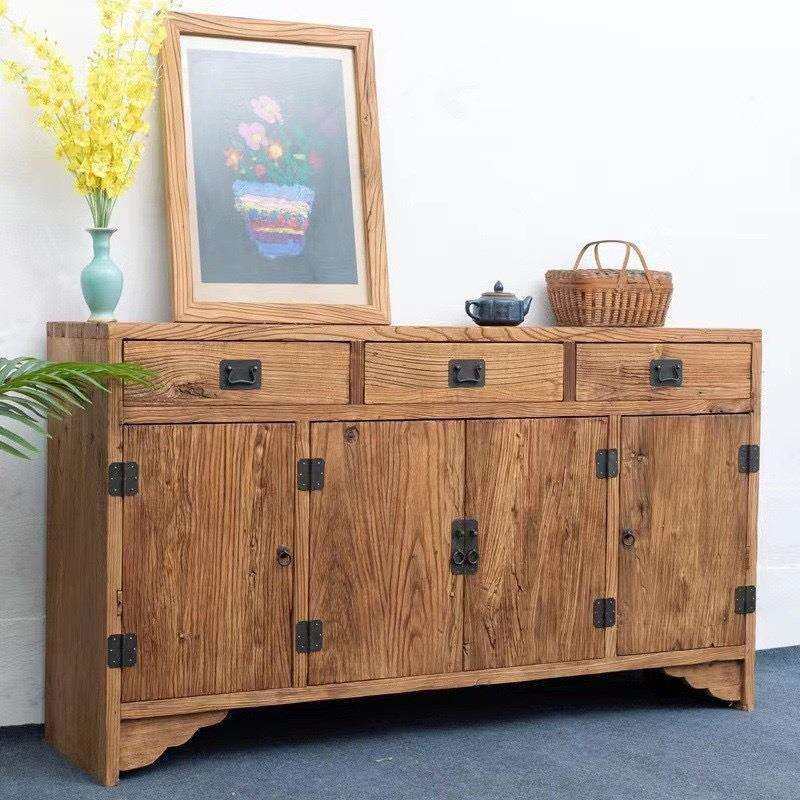 新中式老榆木餐边柜家用靠墙收纳抽屉柜电视展示柜实木玄关储物柜,3C数码配件,USB灯,淘宝优惠券,粉丝福利购,淘宝优惠卷