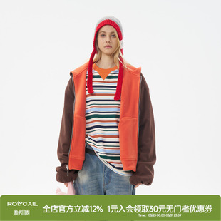 ROLLCALL 卫衣上衣 棕色双面穿拉链宽松外套拼色单件长袖