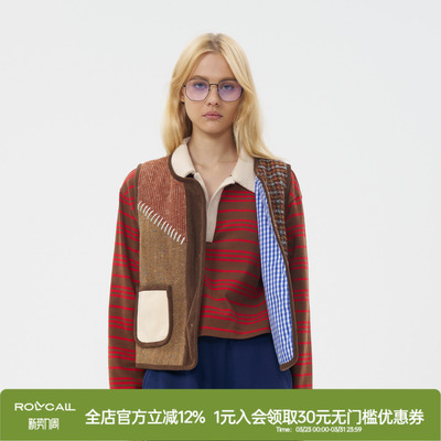 ROLLCALL条纹单排扣复古拼接马甲