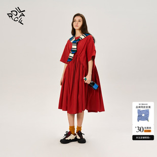 rollcall 休闲长裙连衣裙抽褶长裙百搭 25新款 简约纯色宽松短袖