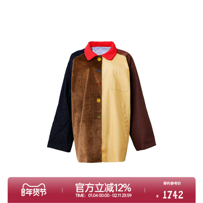 ROLLCALL黄色灯芯绒拼色复古风衣