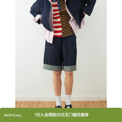 rollcall棉麻薄款卷边牛仔中裤