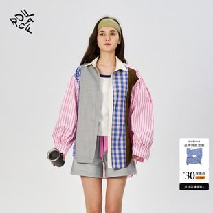 外套百搭 rollcall 25春夏新款 条纹格纹撞色休闲拼接长袖 衬衫