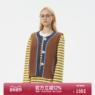 ROLLCALL25秋季新款羊毛马甲原创设计纯色单排扣圆领上衣