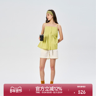 ROLLCALL25新款百搭压褶吊带上衣纯色休闲短裤