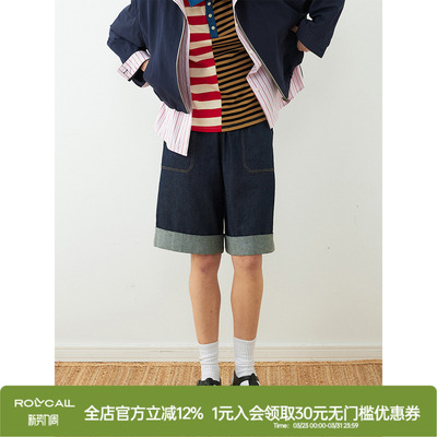 rollcall棉麻薄款卷边牛仔中裤