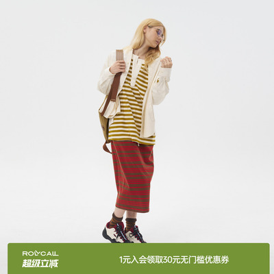 ROLLCALL长袖新款条纹亨利黄色