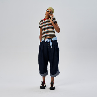 ROLLCALL25新款基础百搭条纹短袖正肩修身T恤圆领上衣短款